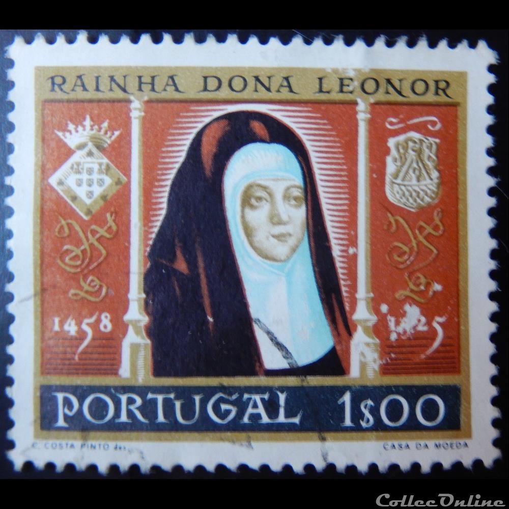 Portugal 00853 reine Dona Léonor 1$ de 1958 timbre europe portugal 00853 reine dona leonor 1 de 1958