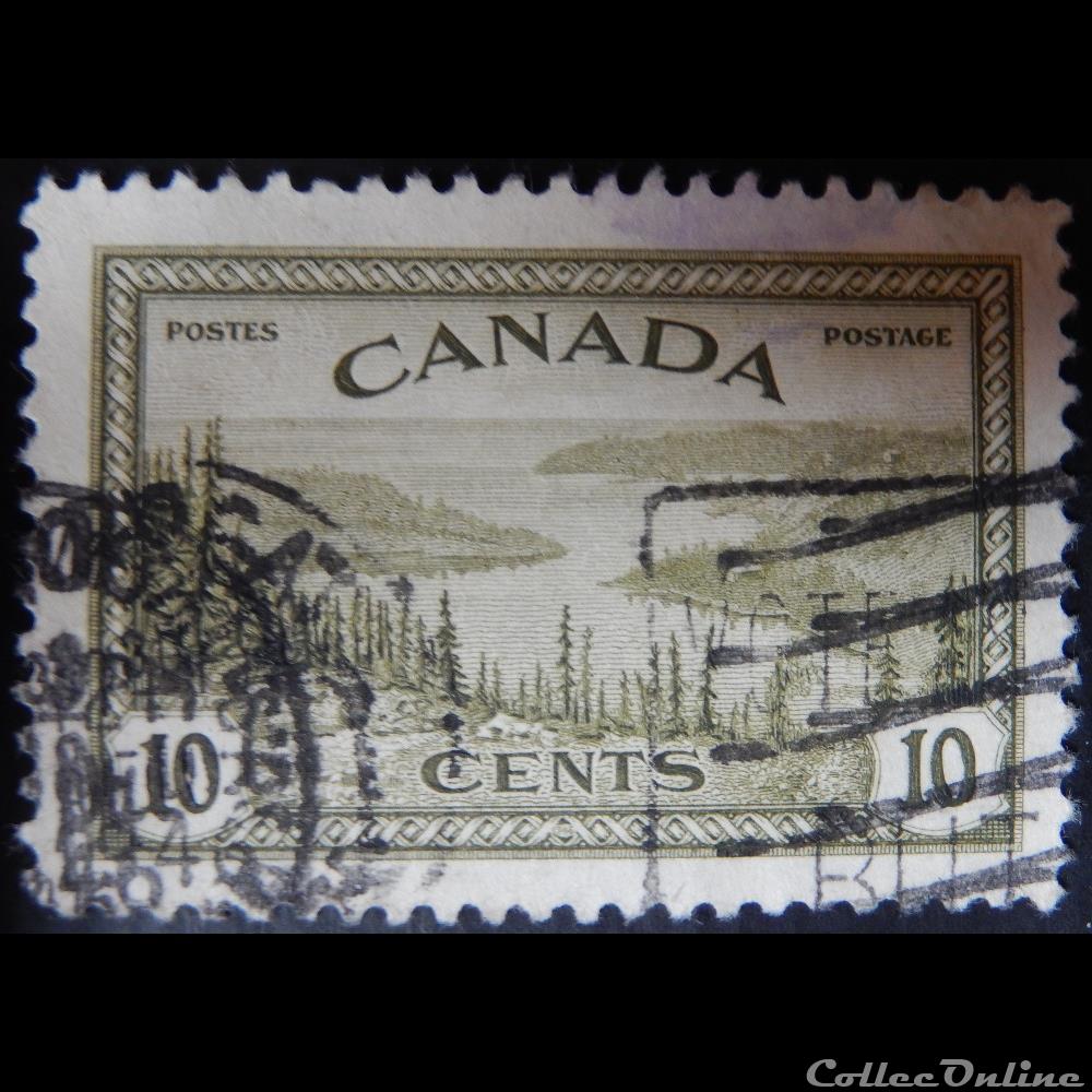 Canada 00220 grand lac de l'Ours 10c de 1946 timbre amerique canadum canada 00220 grand lac de ours 10c de 1946