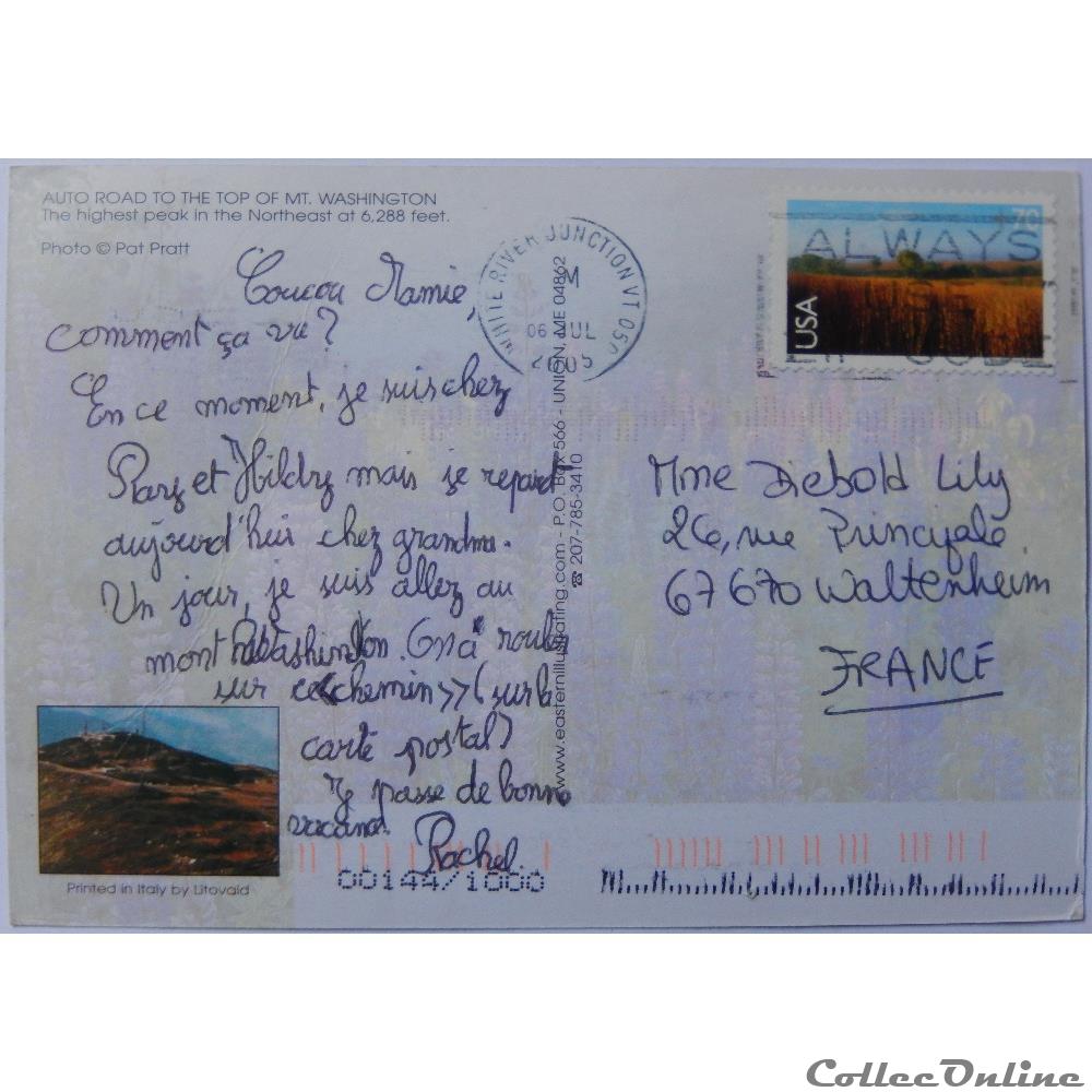 carte postale amerique alsace cp des etats unis new hampshire