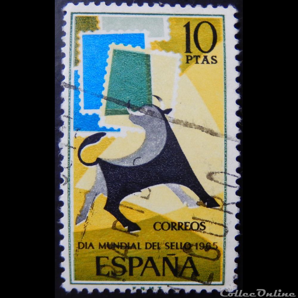 Espagne 01324 journée mondiale du timbre 10Ptas de 1965 europe espagne 01324 journee mondiale du timbre 10ptas de 1965