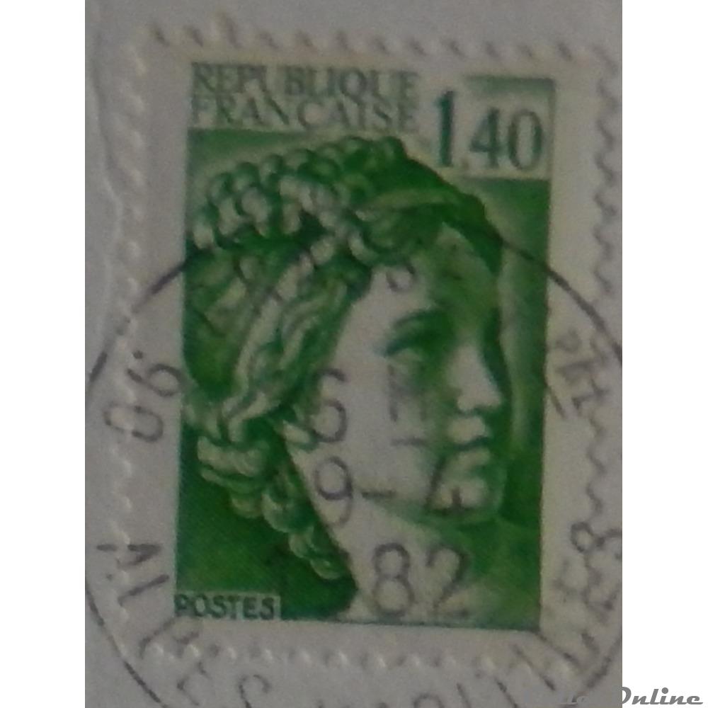 02154 Sabine République Française 1F40 vert timbre france 02154 sabine republique francaise 1f40 vert