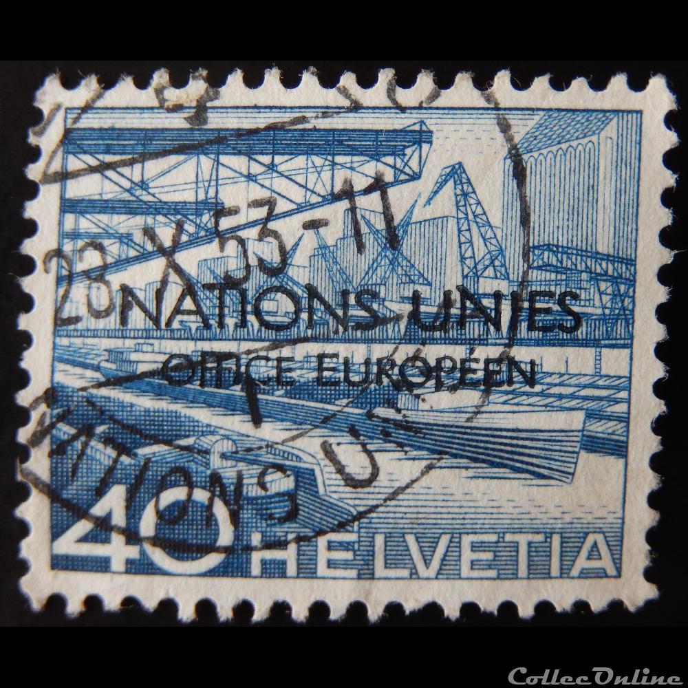 Suisse S00489 port du Rhin à Bâle 40cts surchargé de 1950 timbre europe suisse s00489 port du rhin a bale 40cts surcharge de 1950