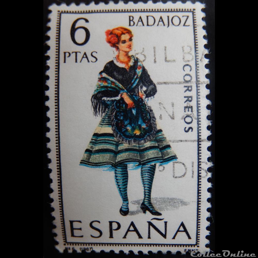 timbre europe espagne 01431 costume traditionnel de badajoz 6ptas de 1967