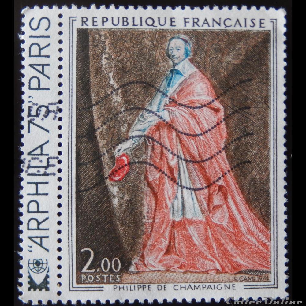 01766 Cardinal de Richelieu Tableau de Philippe de Champaigne 2F de 1974 timbre france 01766 cardinal de richelieu tableau de philippe de champaigne 2f de 1974