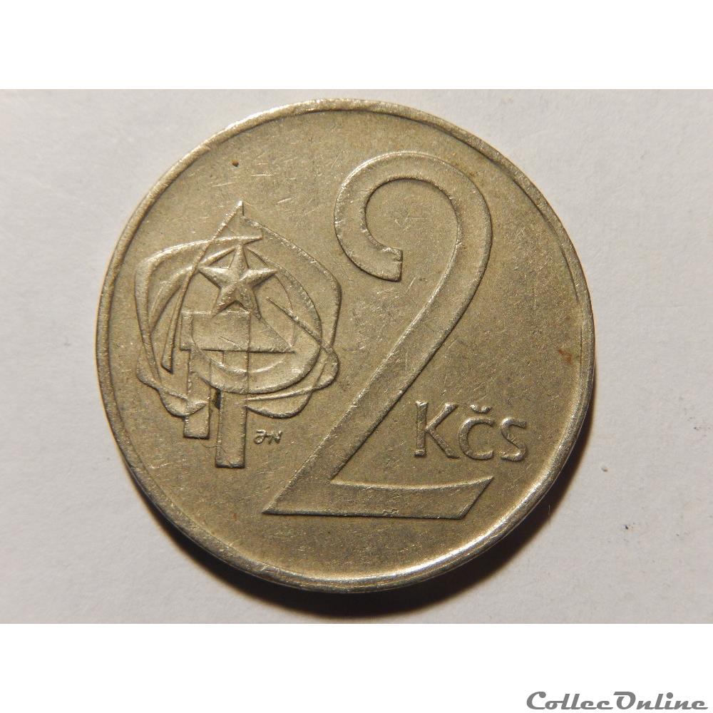Tchécoslovaquie, 2 koruny de 1975 monnaie monde republique tcheque tchecoslovaquie 2 koruny de 1975