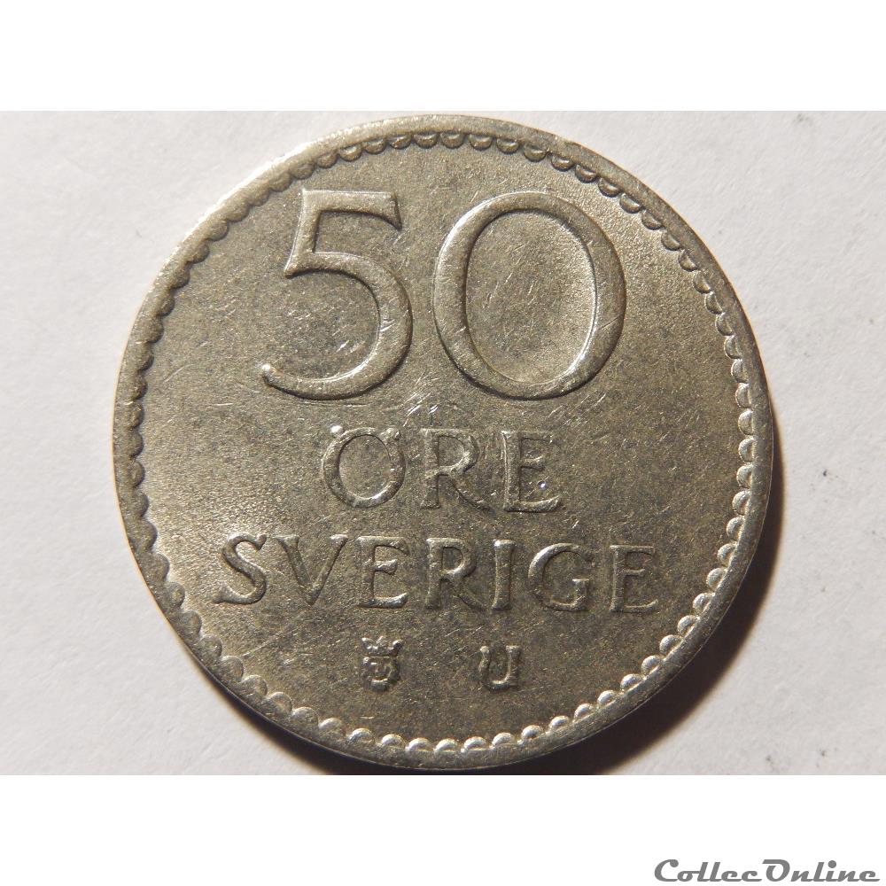 Suède, 50 öre de 1968 monnaie monde suede 50 ore de 1968