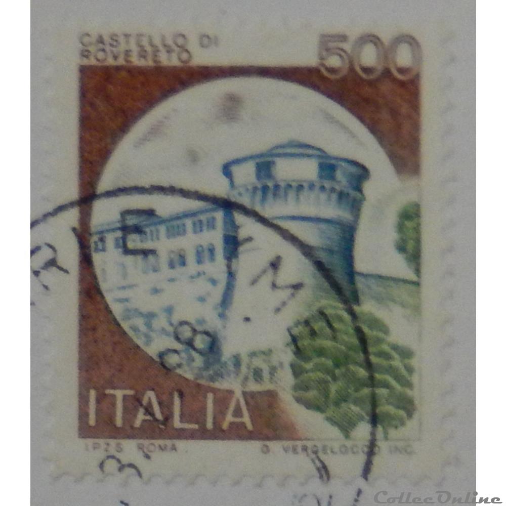 timbre europe italie 01451 chateau de rovereto 500 lires de 1980