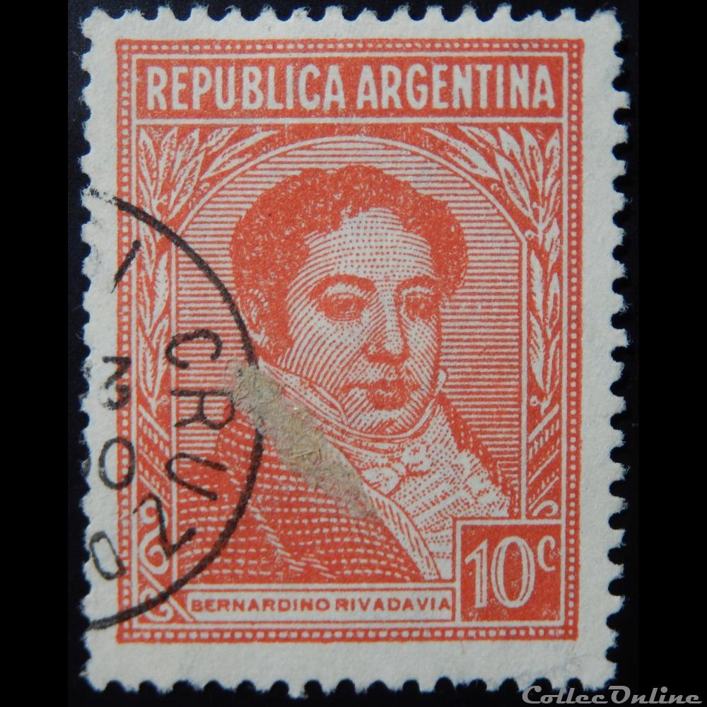 timbre amerique argentine 00370 bernardino rivadavia 10c de 1935
