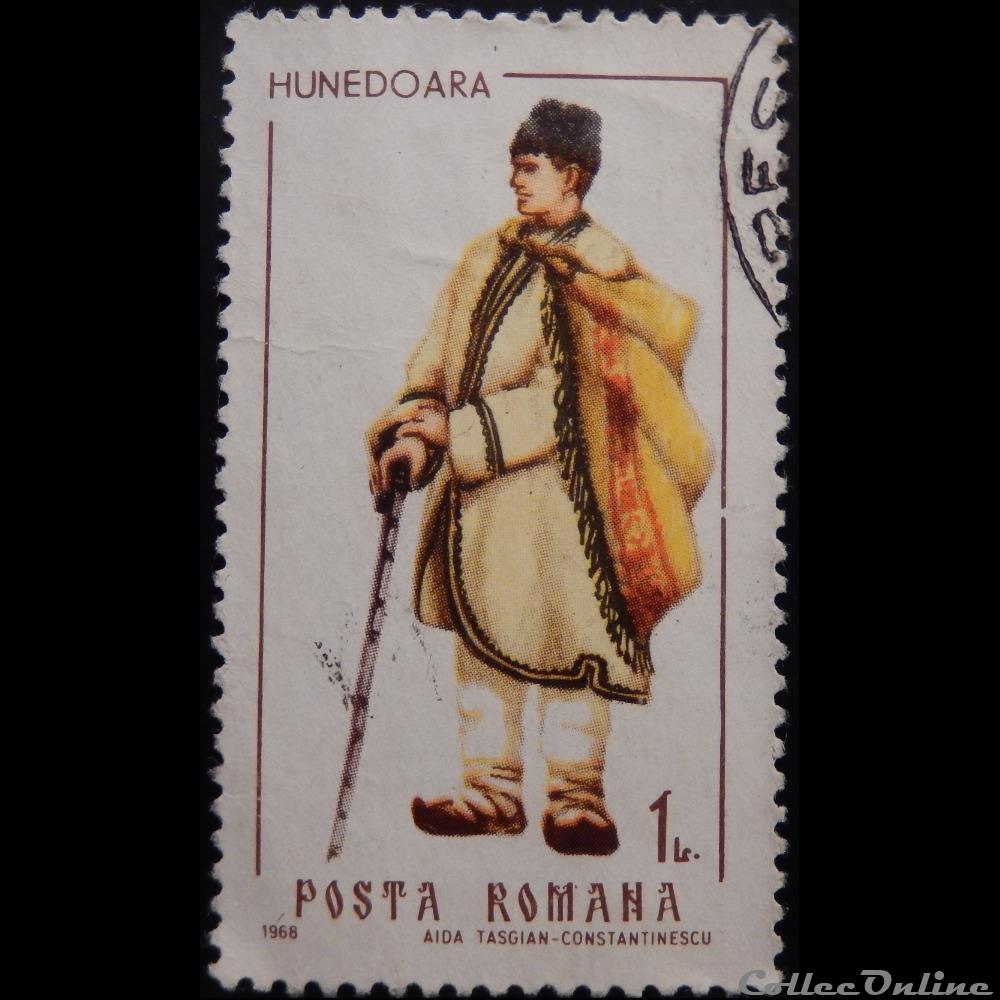 timbre europe roumanie 02437 costume folklorique hunedoara 1 lei de 1968