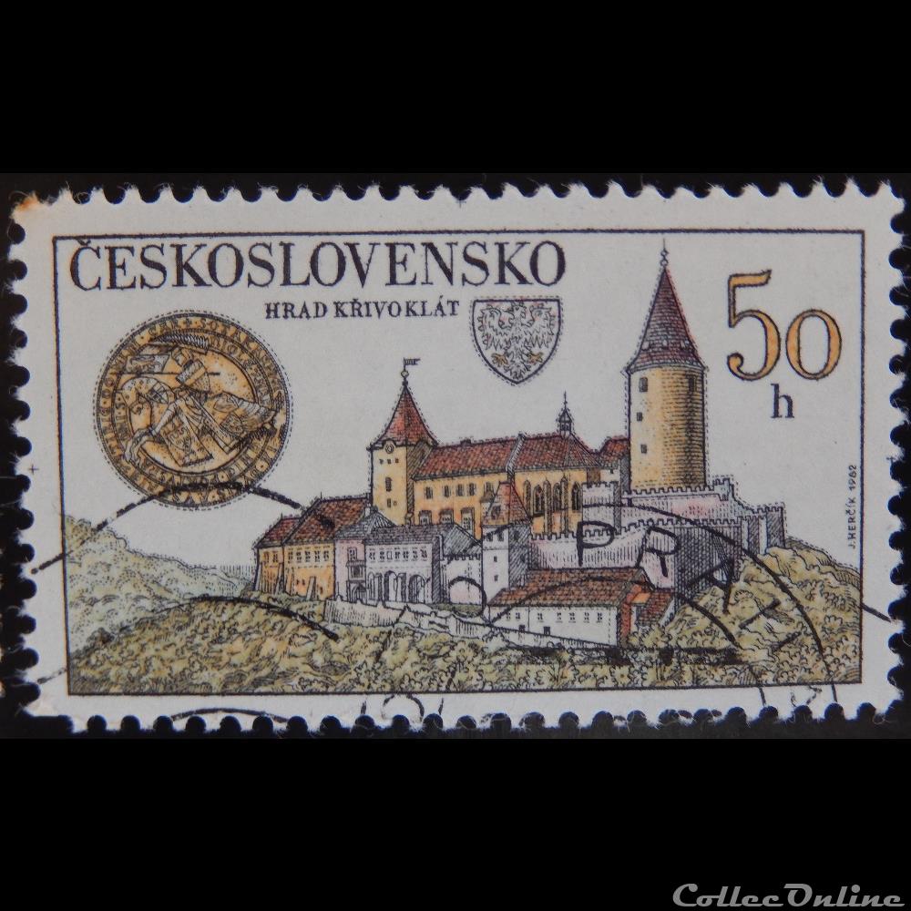 Tchécoslovaquie 02491 château de Krivoklat 50 h de 1982 timbre europe republique tcheque tchecoslovaquie 02491 chateau de krivoklat 50 h de 1982