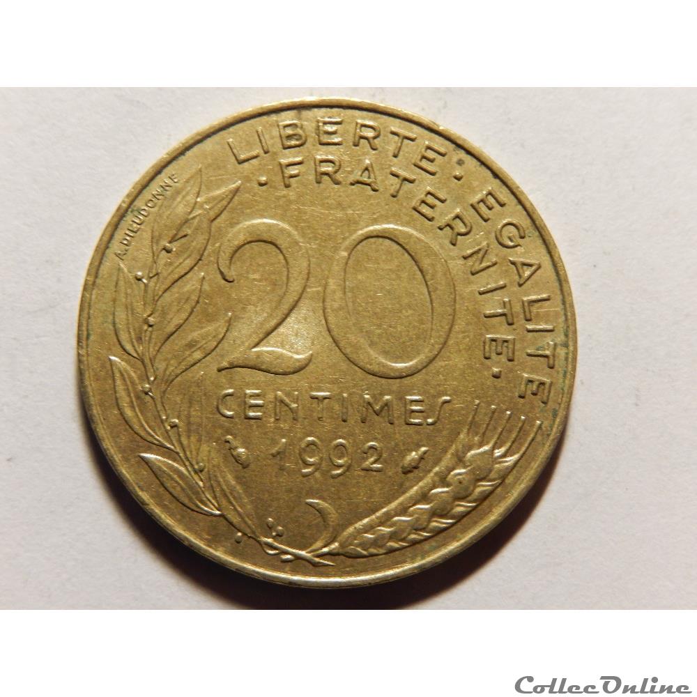 20 centimes Marianne 1992 monnaie france moderne 20 centimes marianne 1992