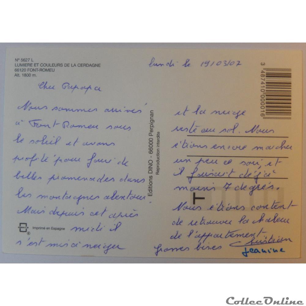 CP des Pyrénées-Orientales, Font-Romeu carte postale france midi cp des pyrenees orientales font romeu