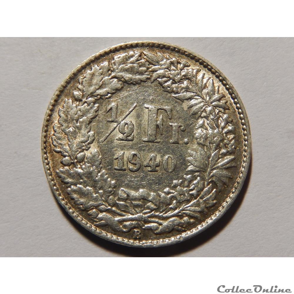 monnaie monde suisse 50 centimes 1940