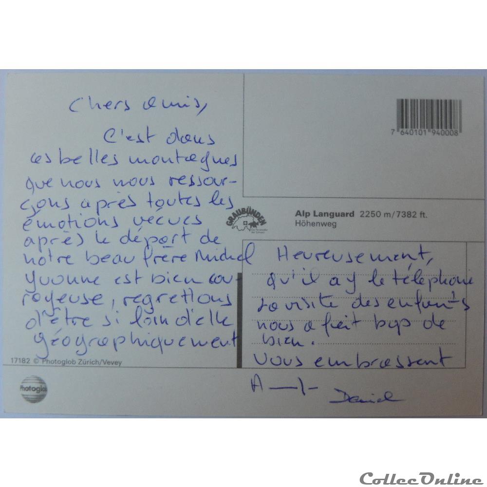CP de Suisse, Les Grison, Alp Languard carte postale europe provence cote azur cp de suisse les grison alp languard