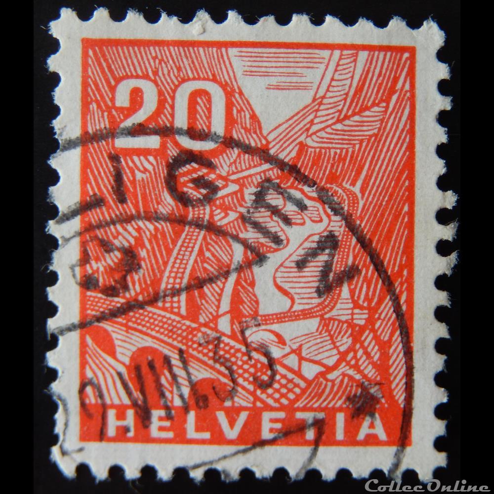 timbre europe suisse 00275 chemin de fer du st gotthard 20cts de 1934