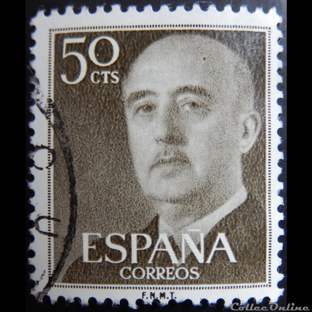 Espagne 00860 général Francisco Franco 50c de 1955 timbre europe espagne 00860 general francisco franco 50c de 1955