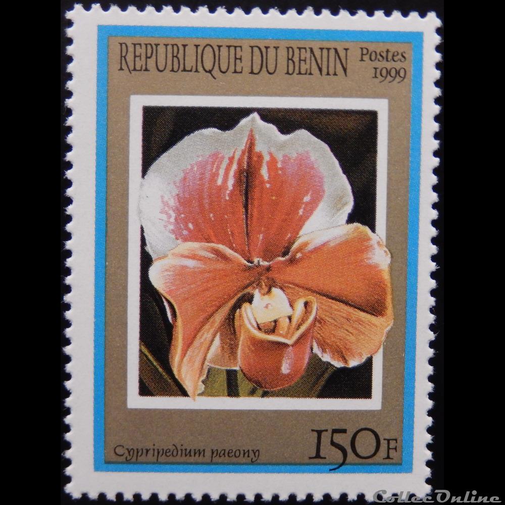 timbre afrique benin 00894 orchide cypripedium paeony 150f de 1999