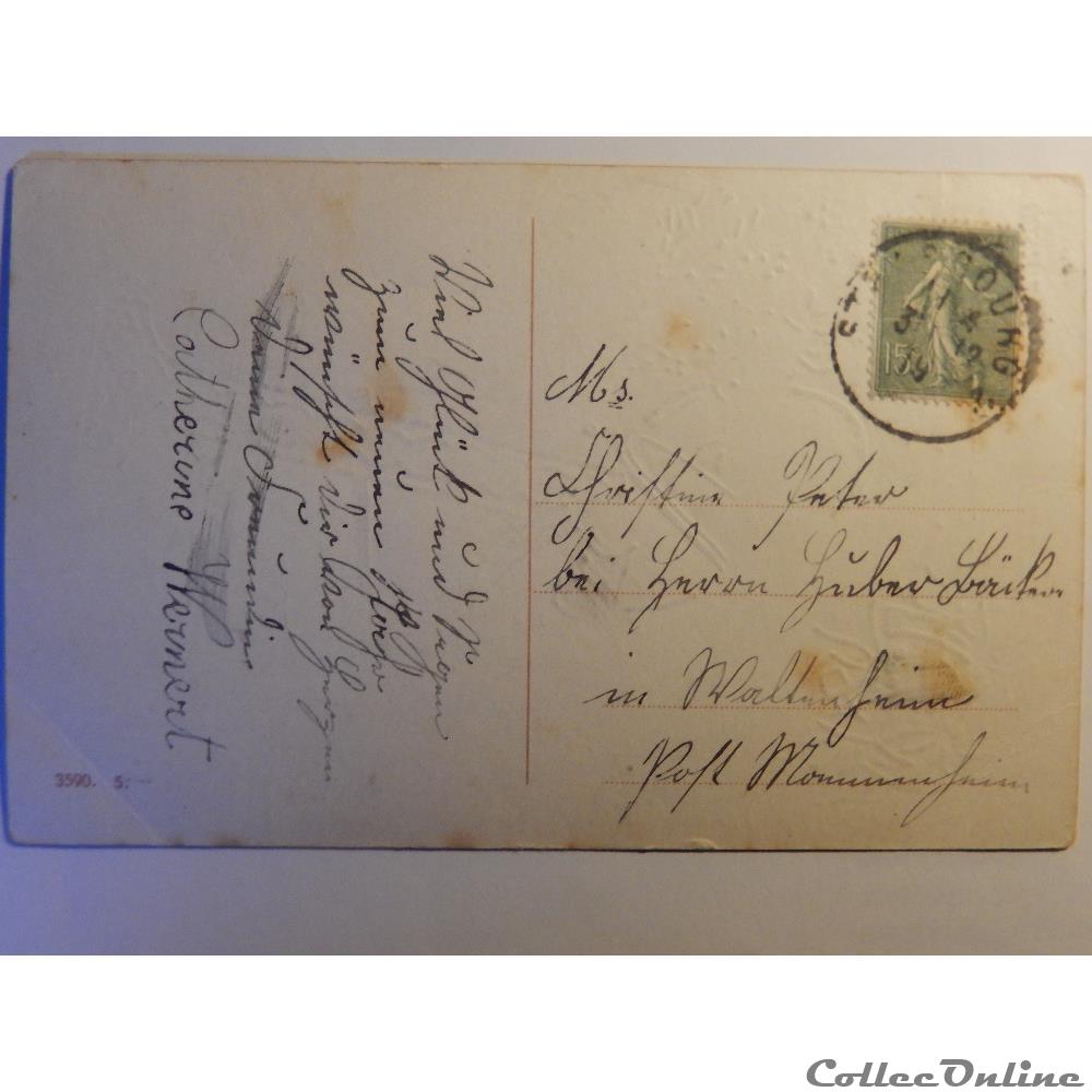 carte postale lorraine cpa de bonne annee enfant en allemand
