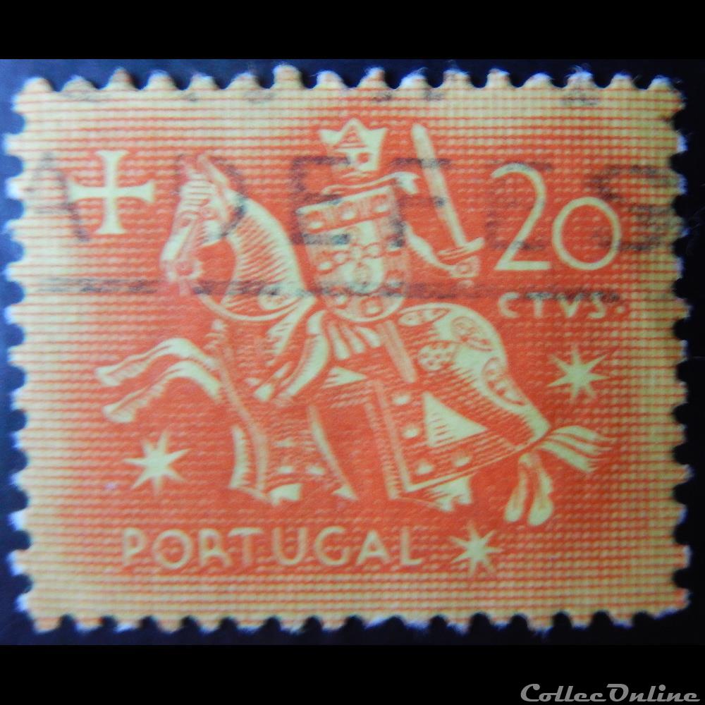 Portugal 00776 chevalier à cheval 20c de 1953 5 timbre europe portugal 00776 chevalier a cheval 20c de 1953