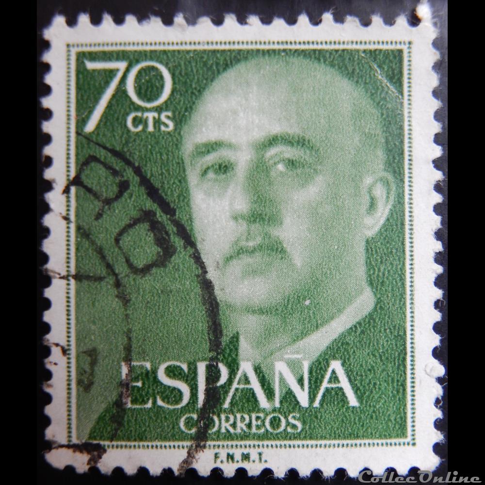 Espagne 00862 général Francisco Franco 70c de 1955 timbre europe espagne 00862 general francisco franco 70c de 1955