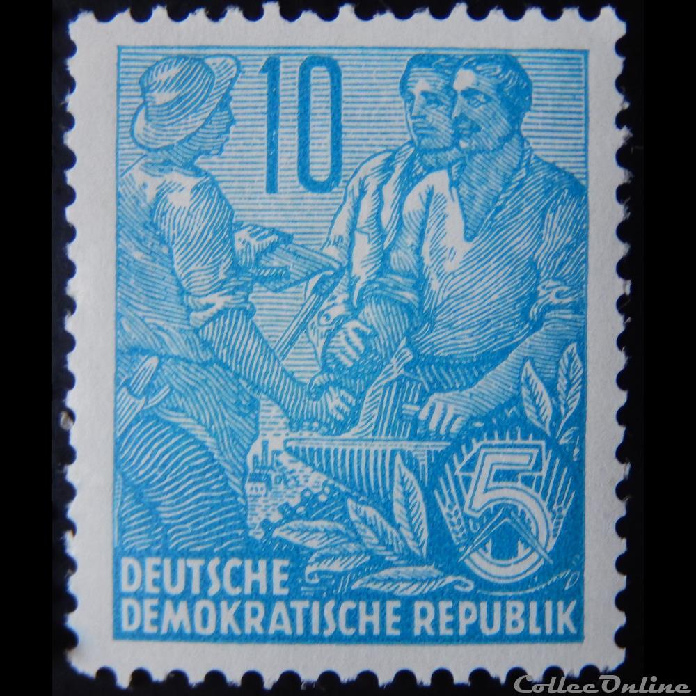 Allemagne RDA 00190 ouvriers 10pf de 1955 3 timbre europe allemagne rda 00190 ouvriers 10pf de 1955