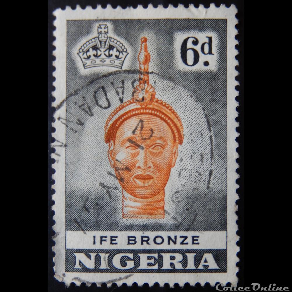 Nigeria 00082 tête d'If 6d de 1953 timbre afrique nigerium nigeria 00082 tete if 6d de 1953