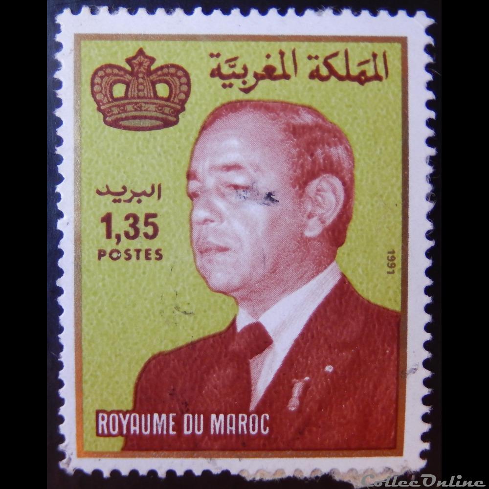 Maroc 01106 roi Hassan II 1.35d de 1991 timbre afrique maroc 01106 roi hassan ii 1 35d de 1991