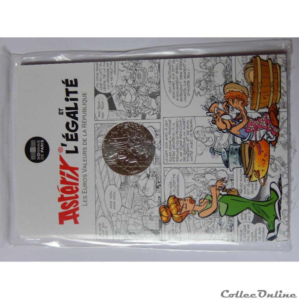 10 euros, Astérix et l'égalité Vaisselle 2015 2 monnaie france espagne 10 euros asterix et egalite vaisselle 2015