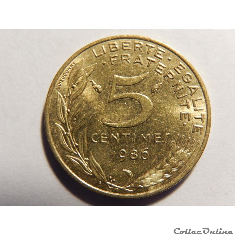 monnaie france moderne 5 centimes marianne 1986