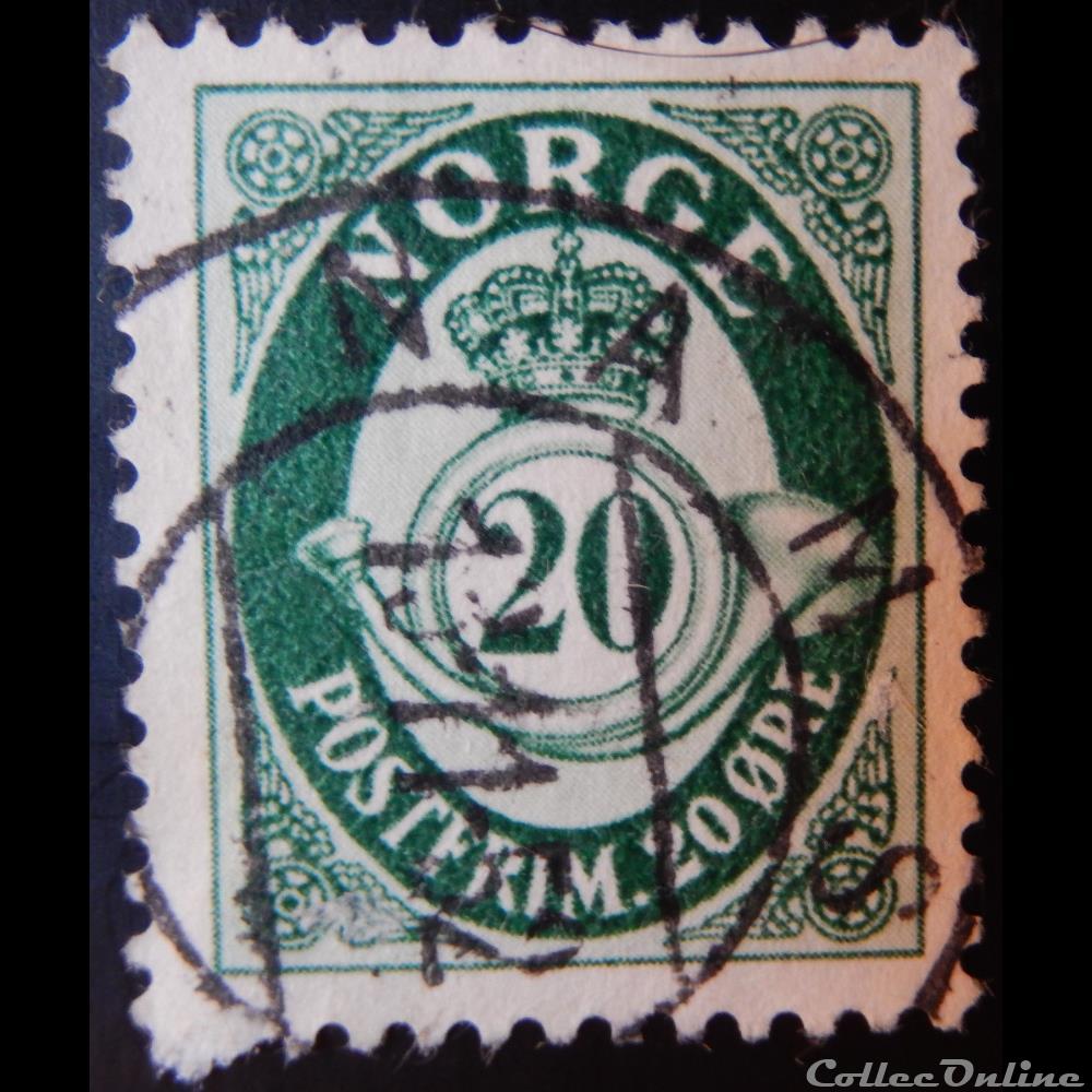 Norvège 00324A chiffre 20ore de 1952 timbre europe norvege 00324a chiffre 20ore de 1952