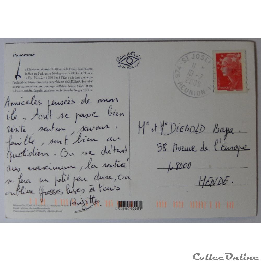 carte postale france outre mer cp de la reunion