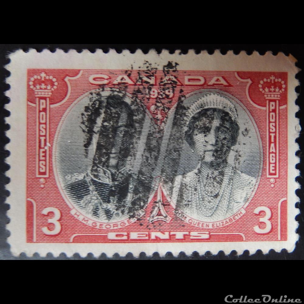 Canada 00204 roi George VI et reine Elisabeth I 3c de 1939 timbre amerique canadum canada 00204 roi george vi et reine elisabeth i 3c de 1939