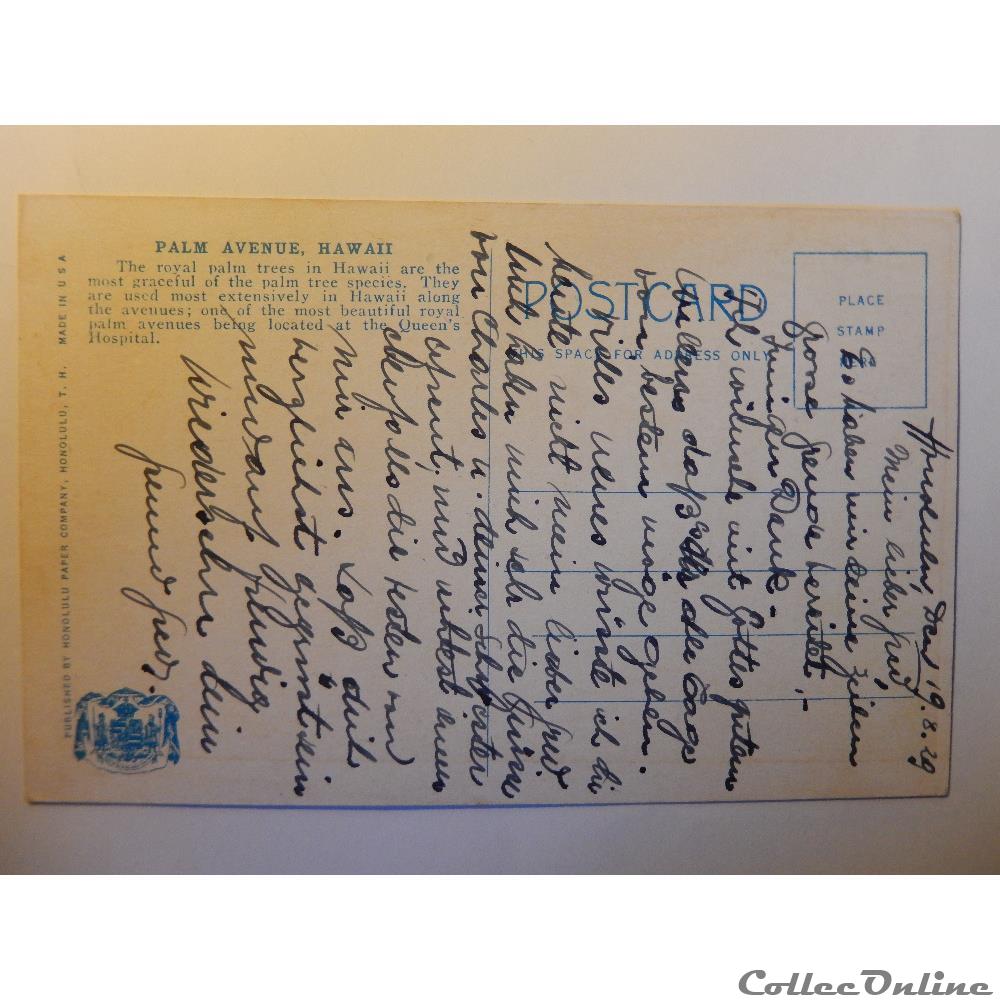 carte postale amerique languedoc roussillon cpa de hawai palm avenue