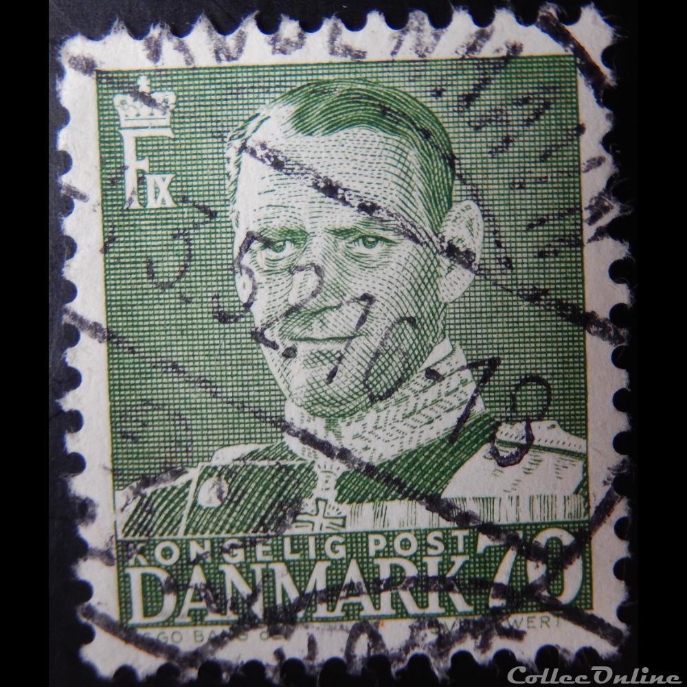 Danemark 00330 roi Frederik IX de 70ore de 1950 timbre europe danemark 00330 roi frederik ix de 70ore de 1950