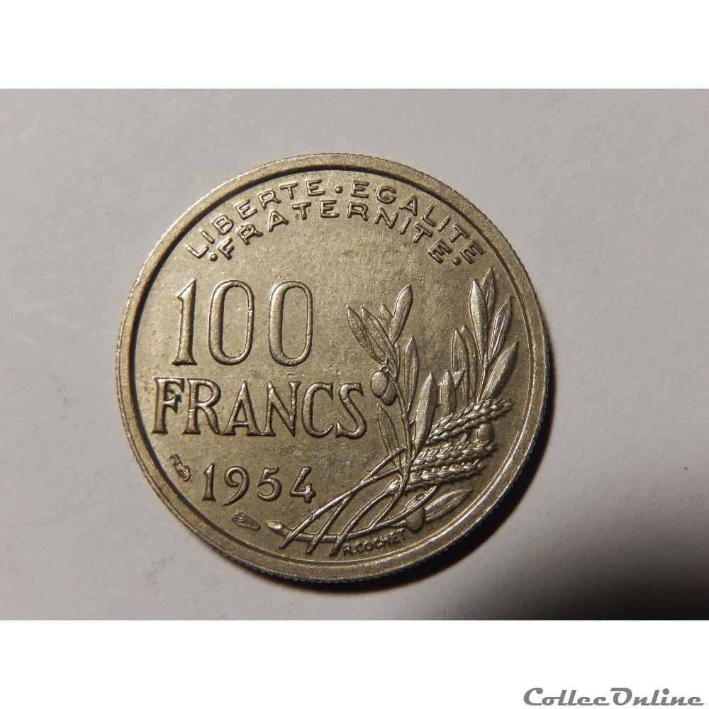 100 Francs Cochet 1954 monnaie france moderne 100 francs cochet 1954