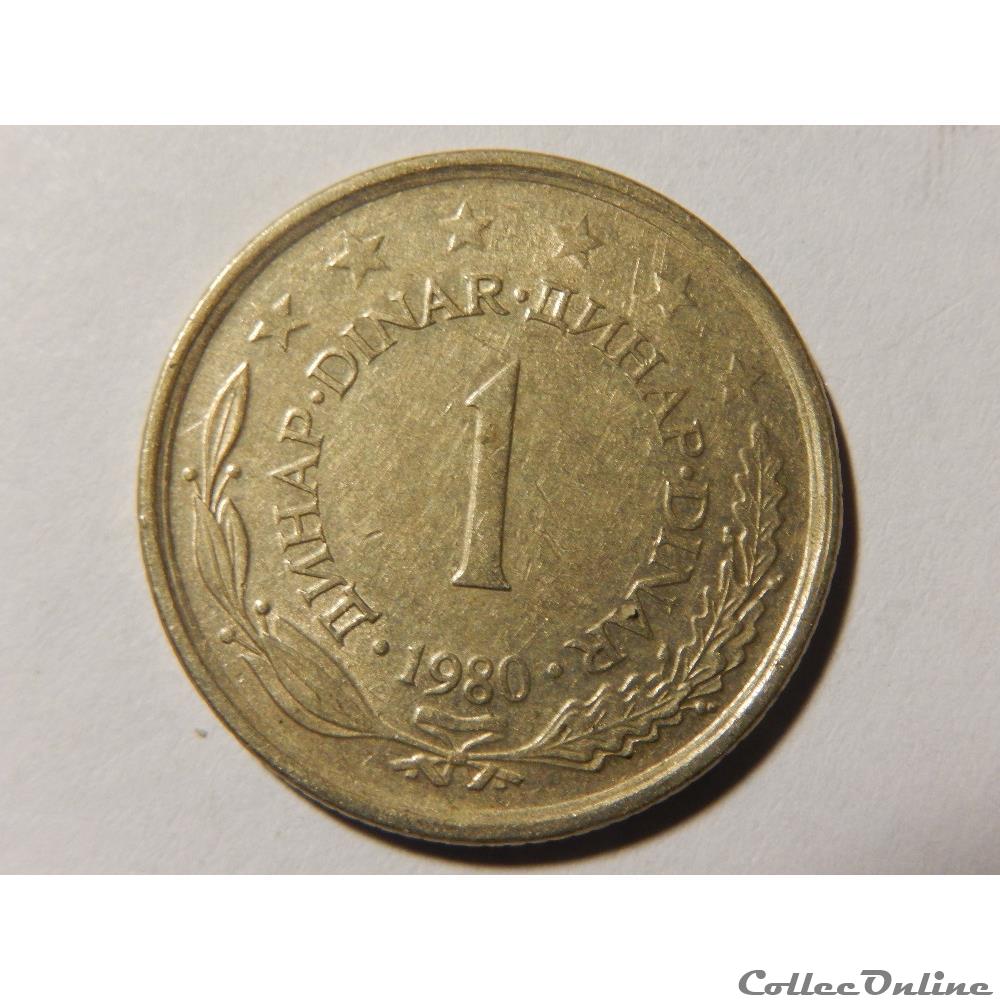 Yougoslavie, 1 dinar de 1980 monnaie monde yougoslavie 1 dinar de 1980