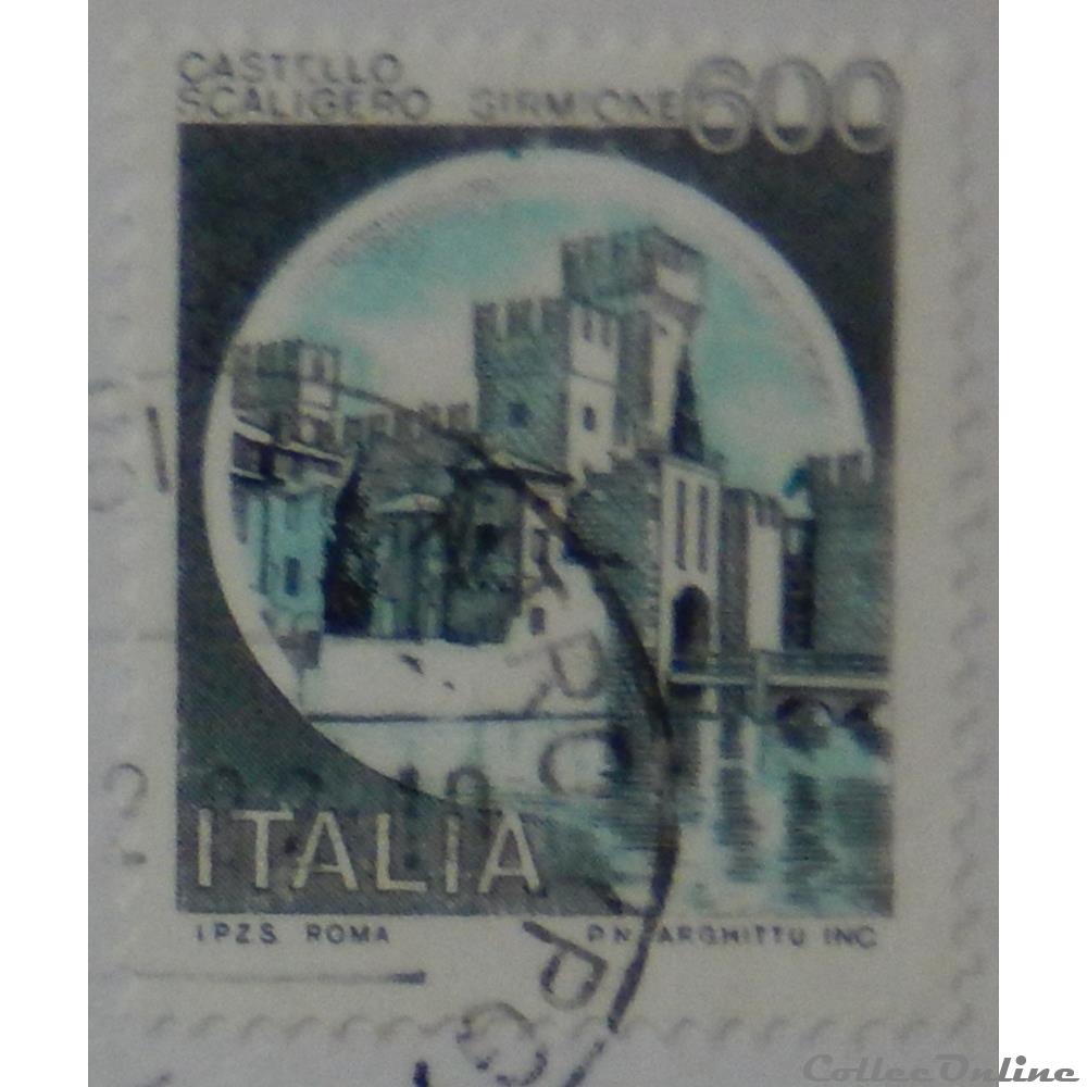 timbre europe italie 01452 chateau de sirmione 600 lires de 1980
