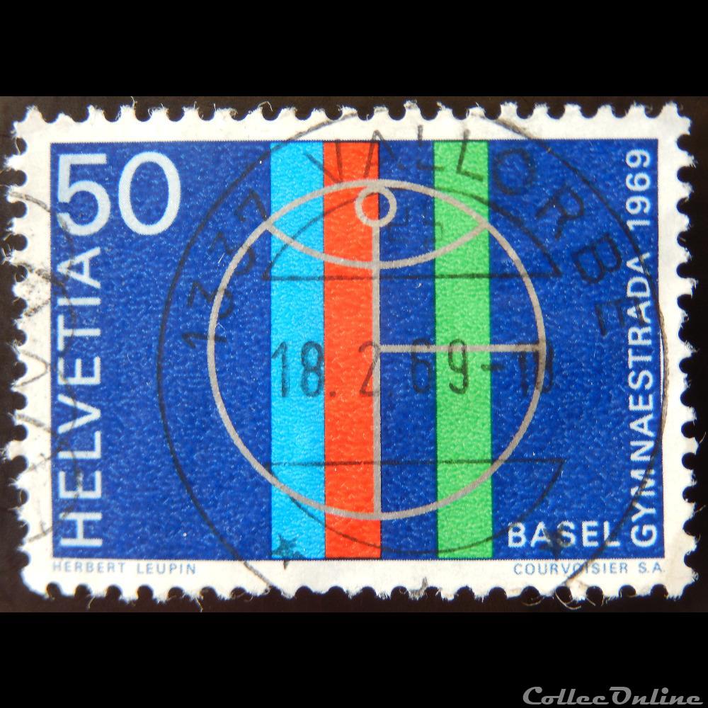 timbre europe suisse 00831 gymnaestrada bale 30cts de 1969