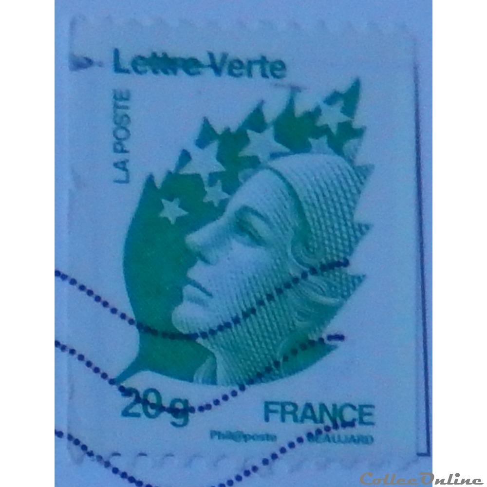 timbre france 04597 marianne de beaujard lettre verte 20g pour roulette de 2011