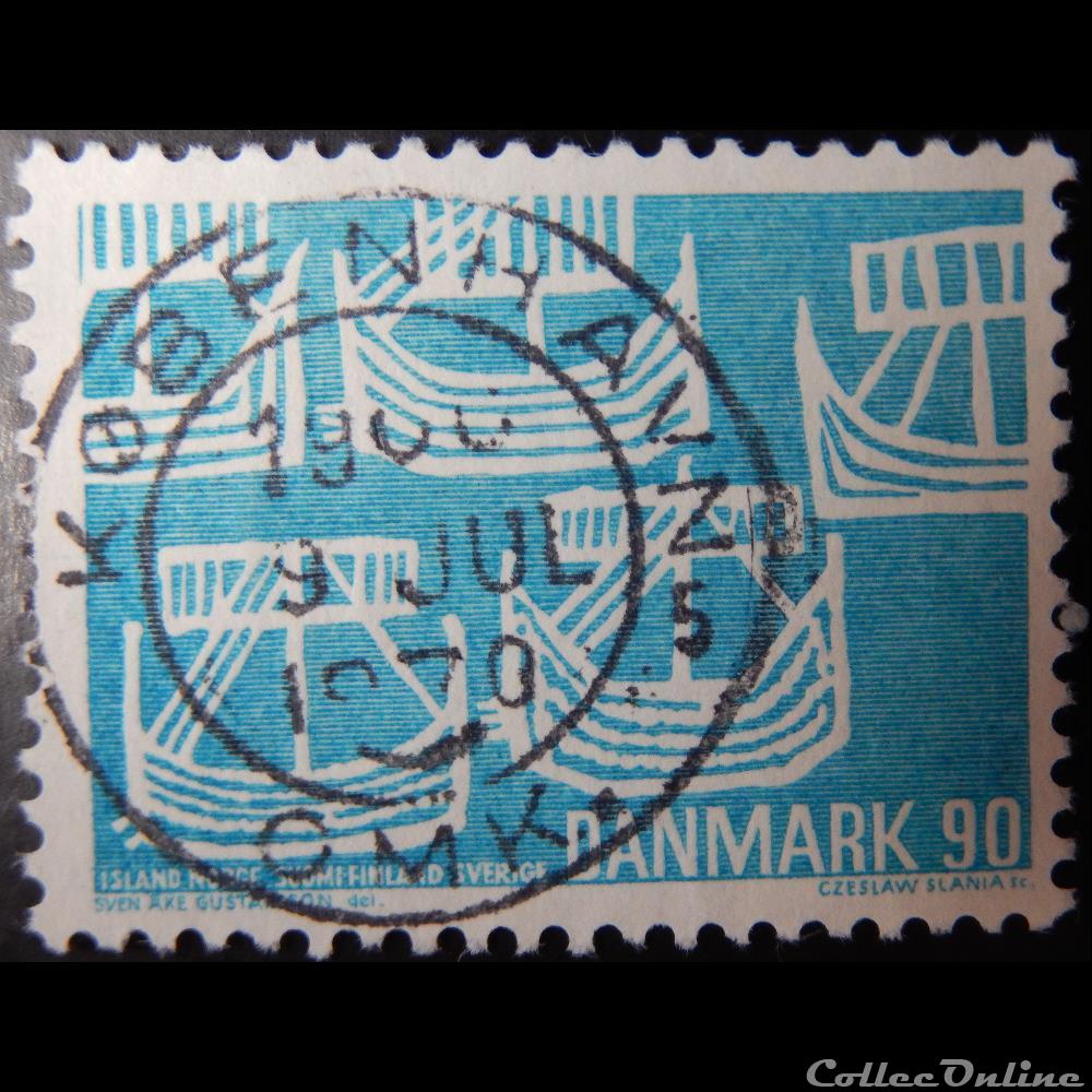 Danemark 00487 bateaux viking 90ore de 1969 timbre europe danemark 00487 bateaux viking 90ore de 1969