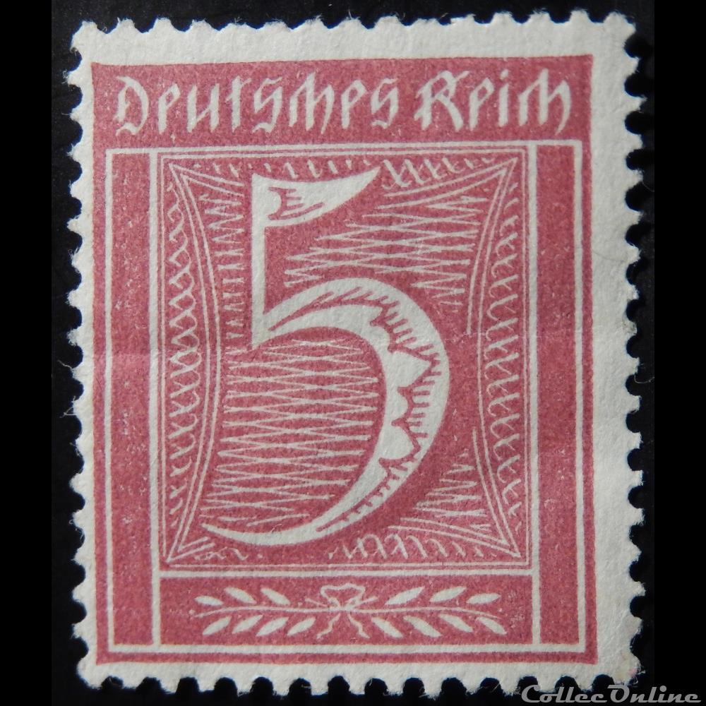 Allemagne Reich 00138 chiffre 5pf de 1921 timbre europe allemagne reich 00138 chiffre 5pf de 1921