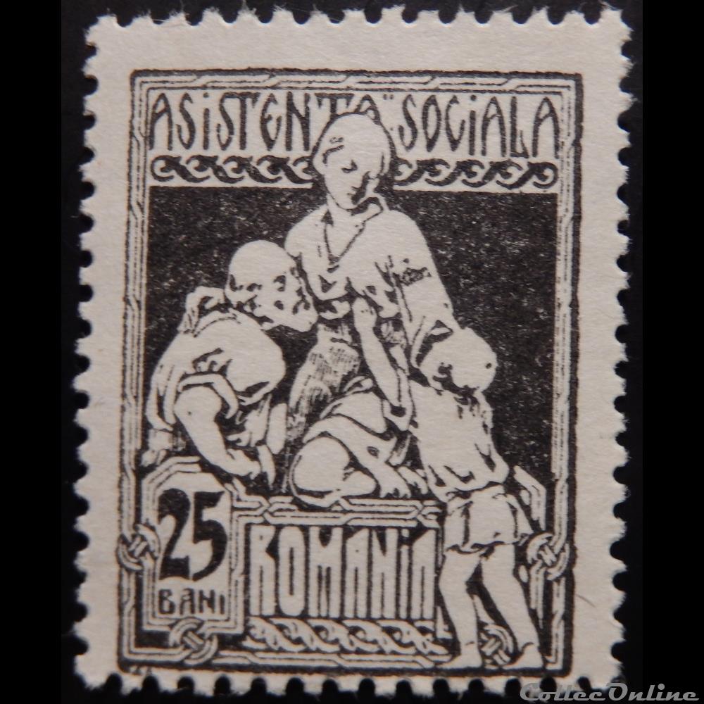 timbre europe roumanie 00301a allaitement 25 bani de 1921