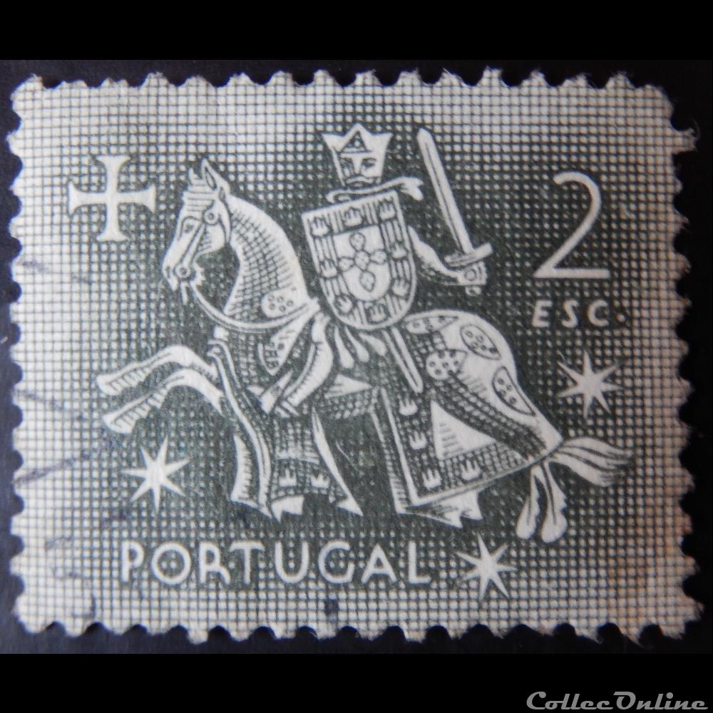 Portugal 00782 chevalier à cheval 2$ de 1953 3 timbre europe portugal 00782 chevalier a cheval 2 de 1953