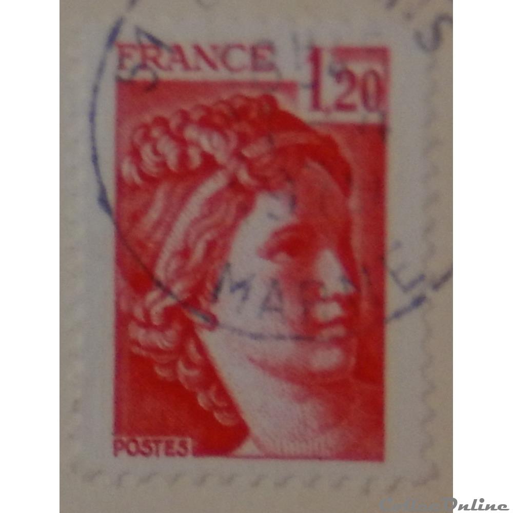 01974 Sabine 1 F20 rouge de 1978 timbre france 01974 sabine 1 f20 rouge de 1978