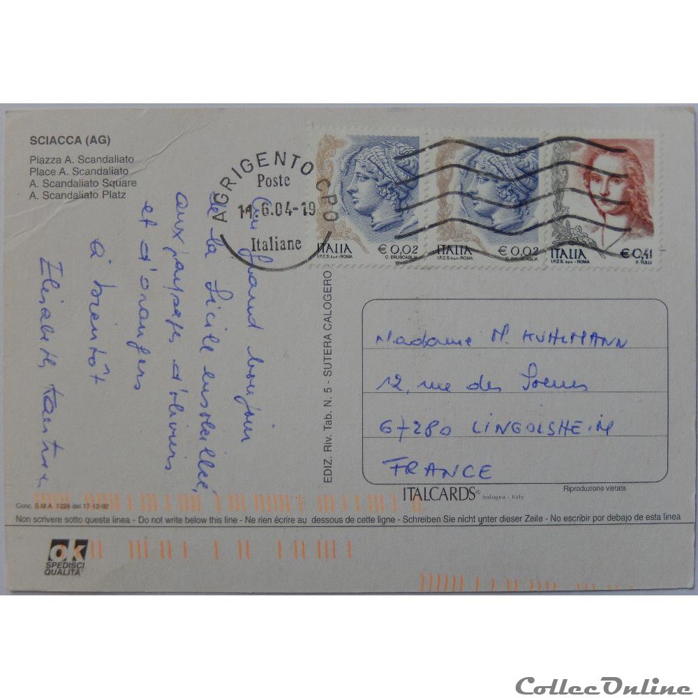 CP d'Italie, Sicile, Sciacca carte postale europe alsace cp italie sicile sciacca