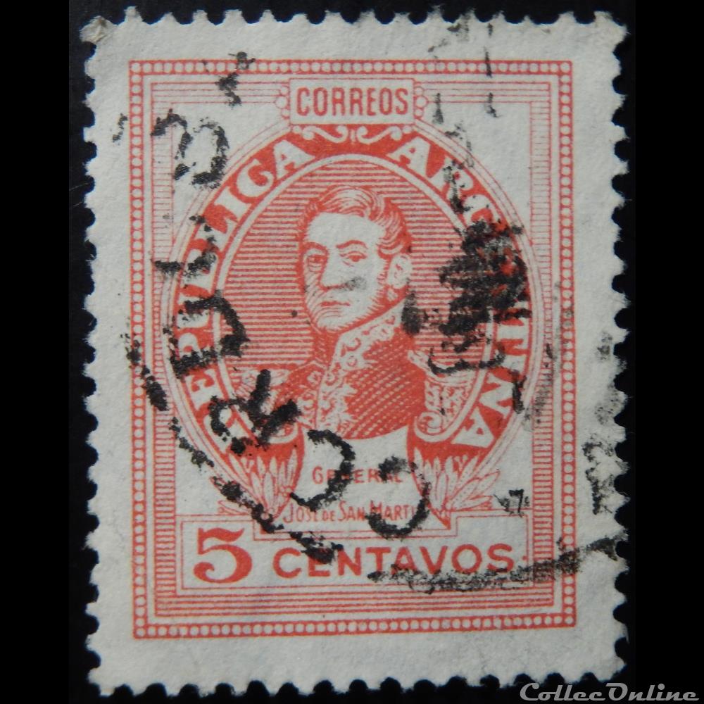 Argentine 00462 général José Francisco de San Martin 5c de 1945 timbre amerique argentine 00462 general jose francisco de san martin 5c de 1945