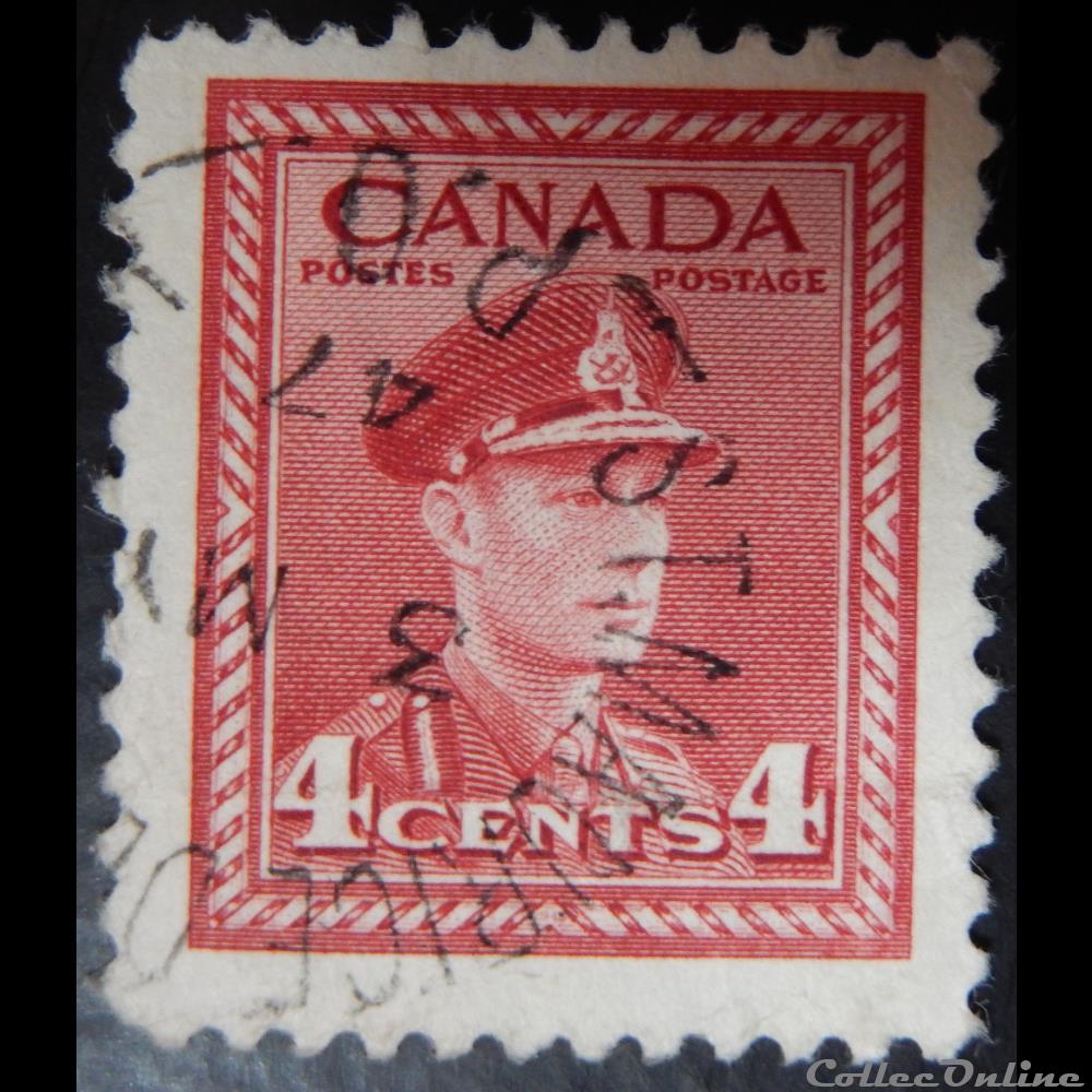 Canada 00209 roi George VI 4c de 1943 timbre amerique canadum canada 00209 roi george vi 4c de 1943