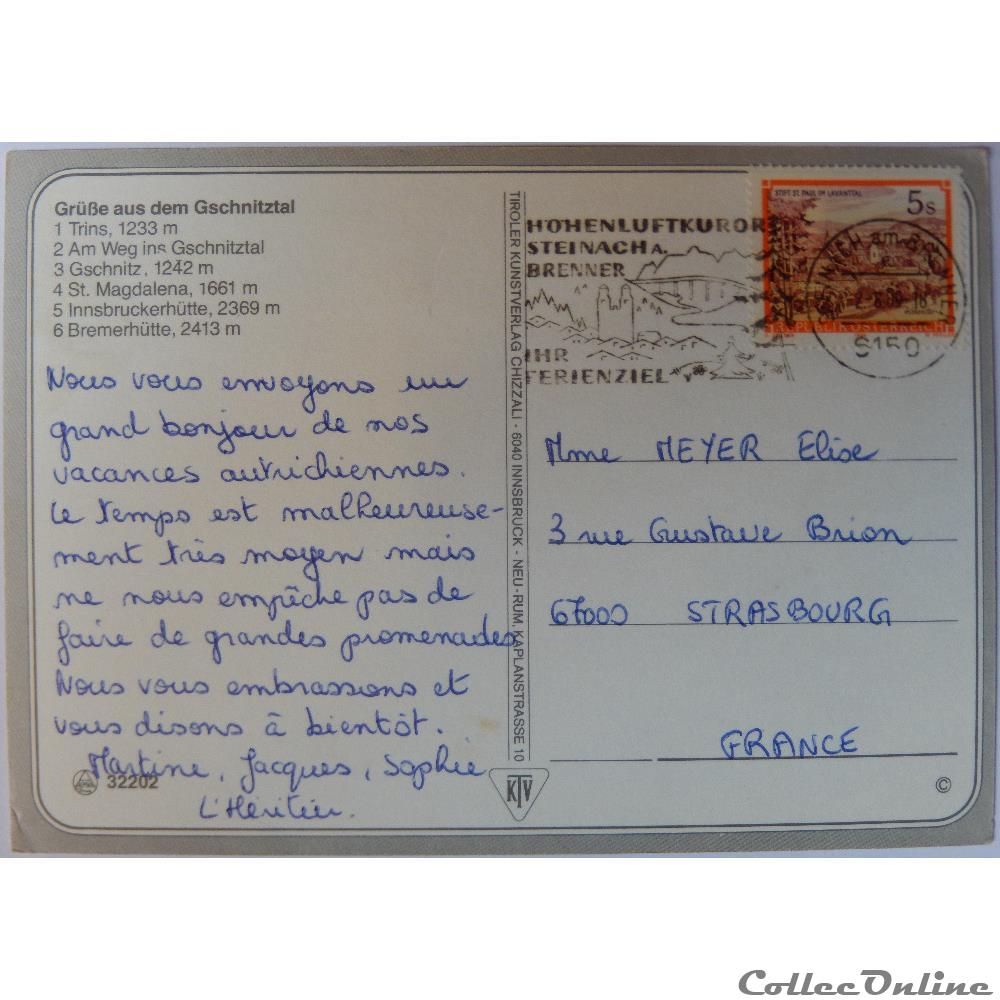 CP d'Autriche, Tirol, Gschnitztal carte postale europe alsace cp autriche tirol gschnitztal