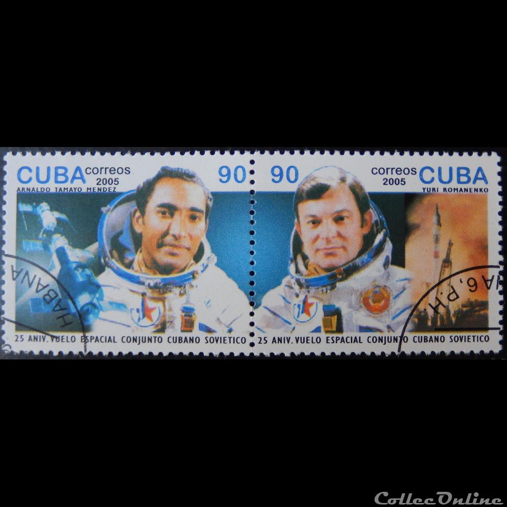 timbre amerique cuba 04719 astronaute yuri romanenko 90c de 2005