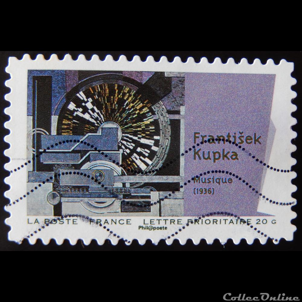 AA00699 Frantisek Kupka Musique (1936) 20g timbre france aa00699 frantisek kupka musique 1936 20g
